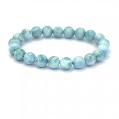 Braccialetto di 20 perle di Larimar - 16 cm - 26 gr