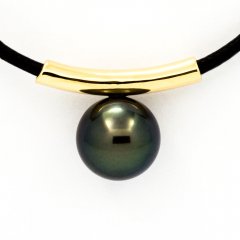 Ciondolo in Oro 18K e 1 Perla de Tahiti Rotonda B 9.9 mm