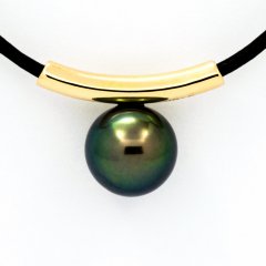 Ciondolo in Oro 18K e 1 Perla de Tahiti Rotonda C 10 mm