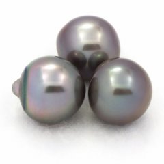 Lotto di 3 Perle di Tahiti Semi-Barocche C di 12.1 a 12.3 mm