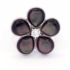 Anello in Argento e madreperla di Tahiti