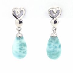 Orecchini in Argento e 2 Larimar - 10 x 6 mm - 1.15 gr