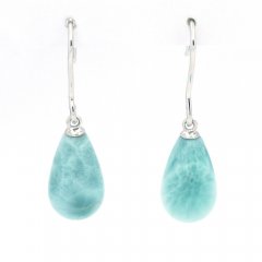 Orecchini in Argento e 2 Larimar - 13 x 8 mm - 2.6 gr