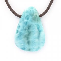 Collana in Cotone e 1 Larimar - 44 x 30 x 8 mm - 19.2 gr