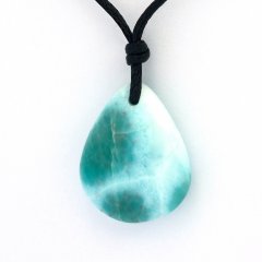 Collana in Cotone e 1 Larimar - 22 x 17 x 6 mm - 3.9 gr