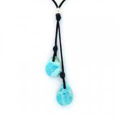 Collana in Cotone e 2 Larimar - 1.8 e 1.9 gr