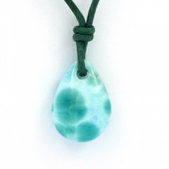 Collana in Cotone e 1 Larimar - 16 x 12 x 6 mm - 2 gr
