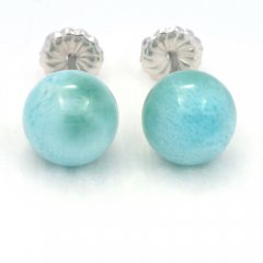 Orecchini in Argento e 2 Larimar - 10.2 mm - 3.1 gr