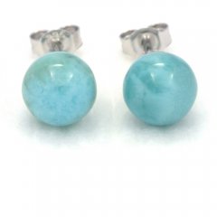 Orecchini in Argento e 2 Larimar - 8.5 mm - 1.8 gr