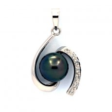Ciondolo in Argento e 1 Perla de Tahiti Rotonda C 8.7 mm