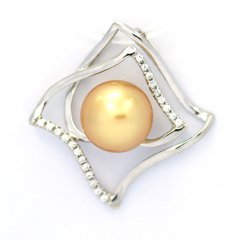 Ciondolo in Argento e 1 Perla de Australia Semi-Rotonda B/C 8.7 mm