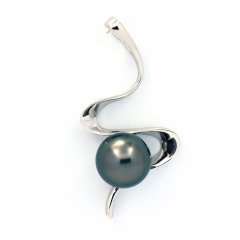 Ciondolo in Argento e 1 Perla de Tahiti Semi-Rotonda C 8.9 mm