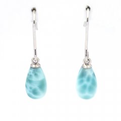 Orecchini in Argento e 2 Larimar - 10 x 6 mm - 1.1 gr