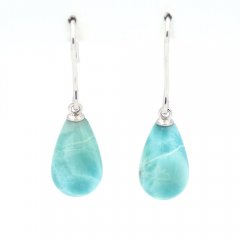 Orecchini in Argento e 2 Larimar - 10 x 6 mm - 2.6 gr