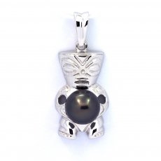 Ciondolo in Argento e 1 Perla de Tahiti Rotonda C 8.3 mm