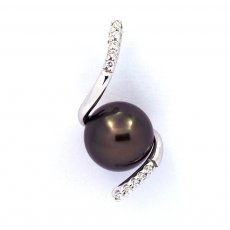 Ciondolo in Argento e 1 Perla de Tahiti Rotonda C 8.3 mm
