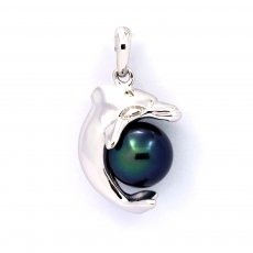 Ciondolo in Argento e 1 Perla de Tahiti Rotonda C+ 8.7 mm