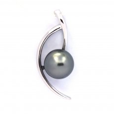 Ciondolo in Argento e 1 Perla de Tahiti Rotonda C 8.2 mm