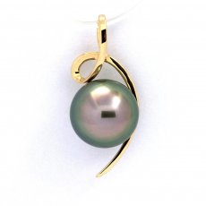 Ciondolo in Oro 18K e 1 Perla de Tahiti Rotonda B 9.4 mm