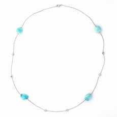 Collana in argento, Topazio blu e 4 Larimar - 8.6 gr