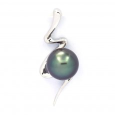 Ciondolo in Argento e 1 Perla de Tahiti Rotonda C 8.1 mm