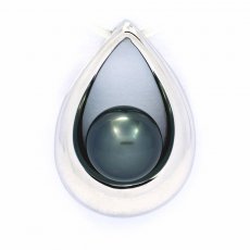Ciondolo in Argento e 1 Perla de Tahiti Rotonda C 8.5 mm