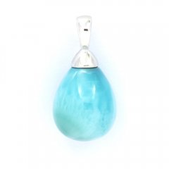 Ciondolo in Argento e 1 Larimar - 15 x 10.2 mm - 1.94 gr