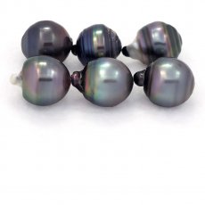 Lotto di 6 Perle di Tahiti Cerchiate D di 13  13.4 mm