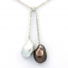 Collana in Argento e 2 Keishi di Tahiti