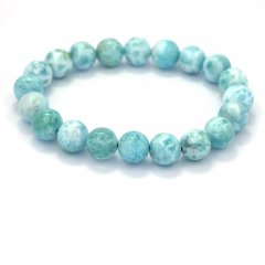 Braccialetto di 21 perle di Larimar - 15 cm - 19.7 gr