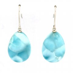 Orecchini in Argento e 2 Larimar - 20 x 15 mm - 8.8 gr