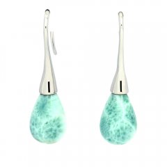 Orecchini in Argento e 2 Larimar - 15 x 10 mm - 3.9 gr