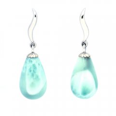 Orecchini in Argento e 2 Larimar - 13 x 8 mm - 2.6 gr
