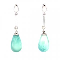 Orecchini in Argento e 2 Larimar - 13 x 8 mm - 2.6 gr