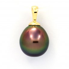 Ciondolo in Oro 18K e 1 Perla di Tahiti Semi-Baroccha B 10 mm