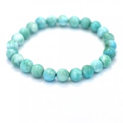 Braccialetto di 24 perle di Larimar - 15 cm - 12.4 gr