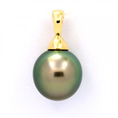 Ciondolo in Oro 18K e 1 Perla di Tahiti Semi-Baroccha A 10 mm