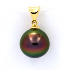 Ciondolo in Oro 18K e 1 Perla di Tahiti Semi-Rotonda B+ 10.3 mm