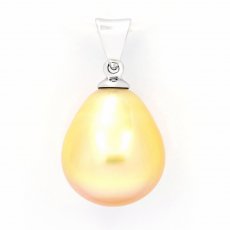 Ciondolo in Oro bianco 18K e 1 Perla de Australia Semi-Barocca A 11.2 mm