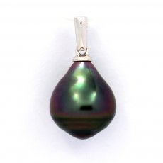 Ciondolo in Argento e 1 Perla di Tahiti Cerchiata B 10.7 mm