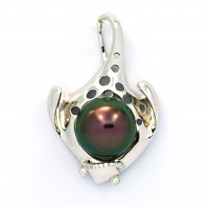 Ciondolo in Argento e 1 Perla di Tahiti Semi-Rotonda C+ 13.1 mm