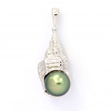 Ciondolo in Argento e 1 Perla di Tahiti Semi-Baroccha C+ 8.7 mm