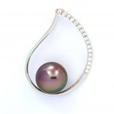 Ciondolo in Argento e 1 Perla di Tahiti Rotonda C 9.2 mm