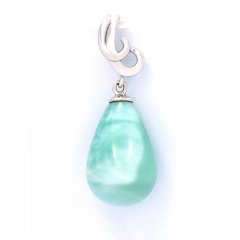 Ciondolo in Argento e 1 Larimar - 15 x 10.2 mm - 2.4 gr