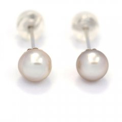 Orecchini in Oro 18K e 2 keishi di Tahiti