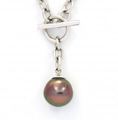 Braccialetto in Argento e 1 Perla di Tahiti Semi-Baroccha B 10.5 mm