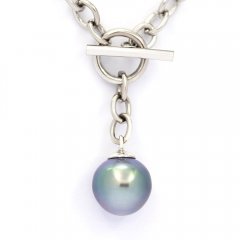 Braccialetto in Argento e 1 Perla di Tahiti Semi-Baroccha B 10.4 mm
