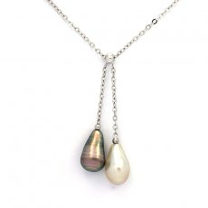 Collana in Argento e 2 Keishi di Tahiti