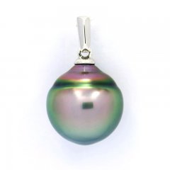 Ciondolo in Argento e 1 Perla di Tahiti Cerchiata B 11.8 mm
