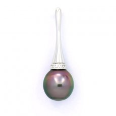 Ciondolo in Argento e 1 Perla di Tahiti Semi-Baroccha B 10.3 mm